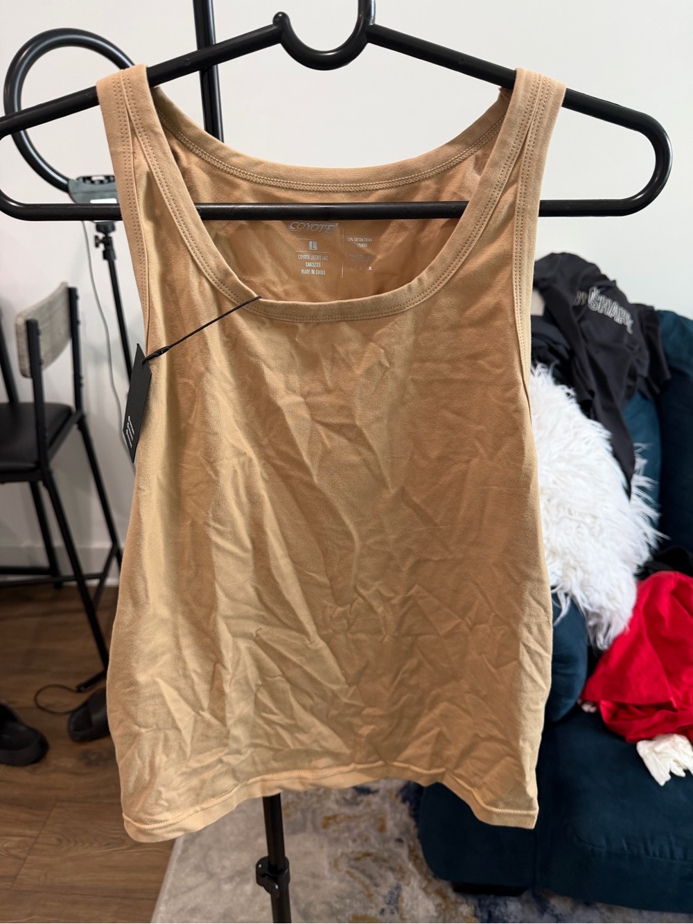 Men's Ribbed Tank Top in Taupe - Unbranded